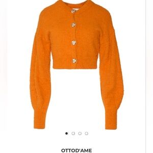Ottod’ame Plush Orange Jewel button down cardigan size 8 brand new with tags.